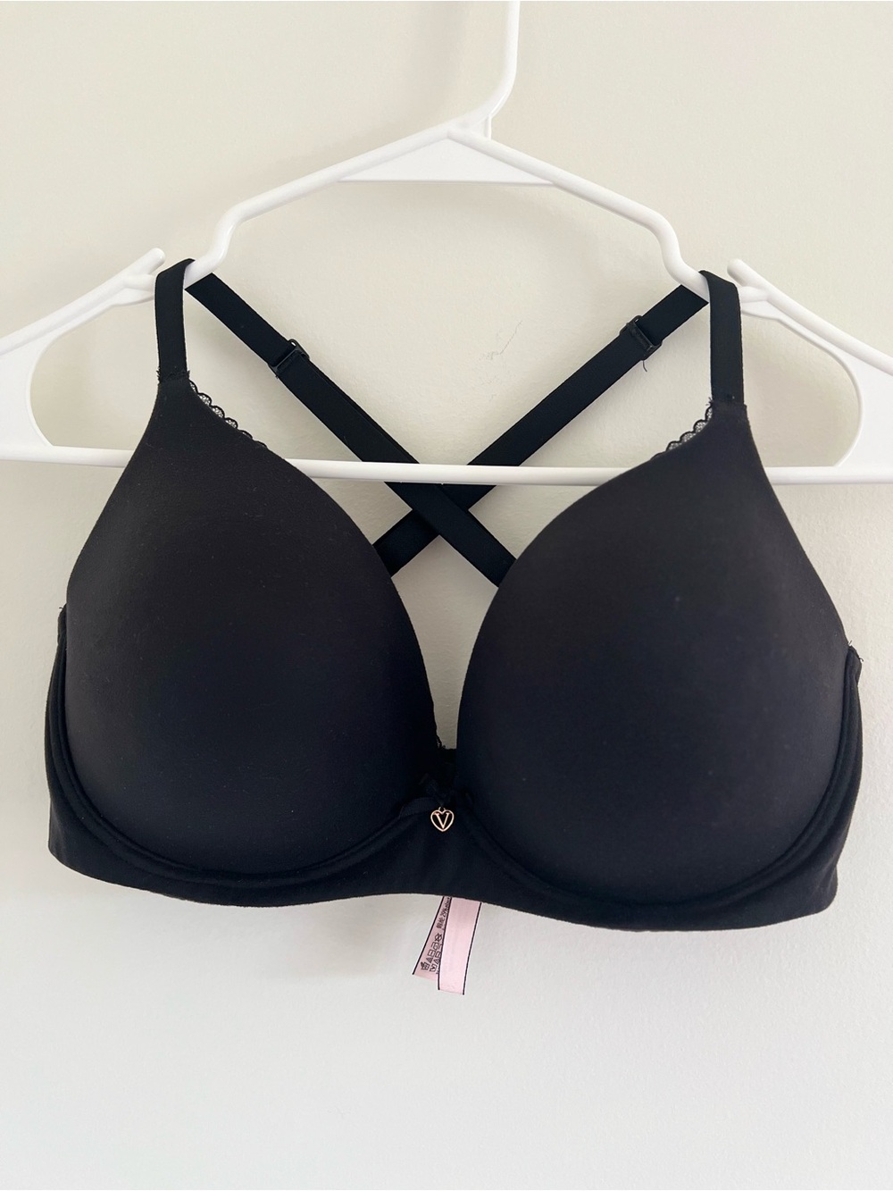 Victoria's Secret Black Molded Bra with adjustable straps.